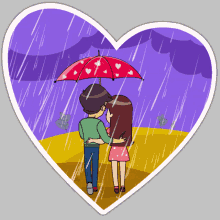 Gif animé coeur sous la pluie